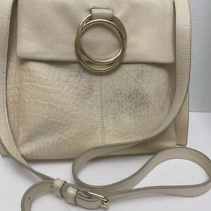 Vince Camuto Livy Mixed Leather Two-Tone Animal Embossed Leather Crossbody Bag